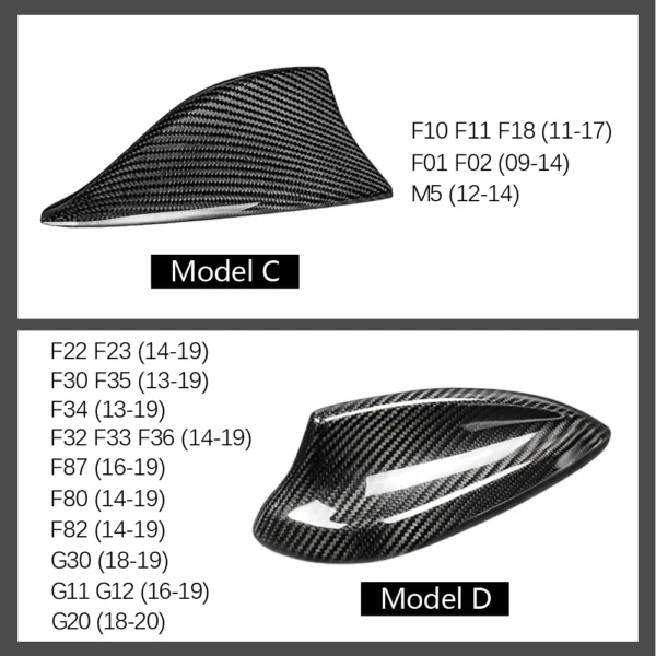 Real Carbon Fiber For BMW M2 M3 M4 12345 7 Series X1 X3 F22 F30 F34 F80 F87 F32 F36 F82 G11 G20 G12 G30 Shark Fin Antenna Cover - Image 4
