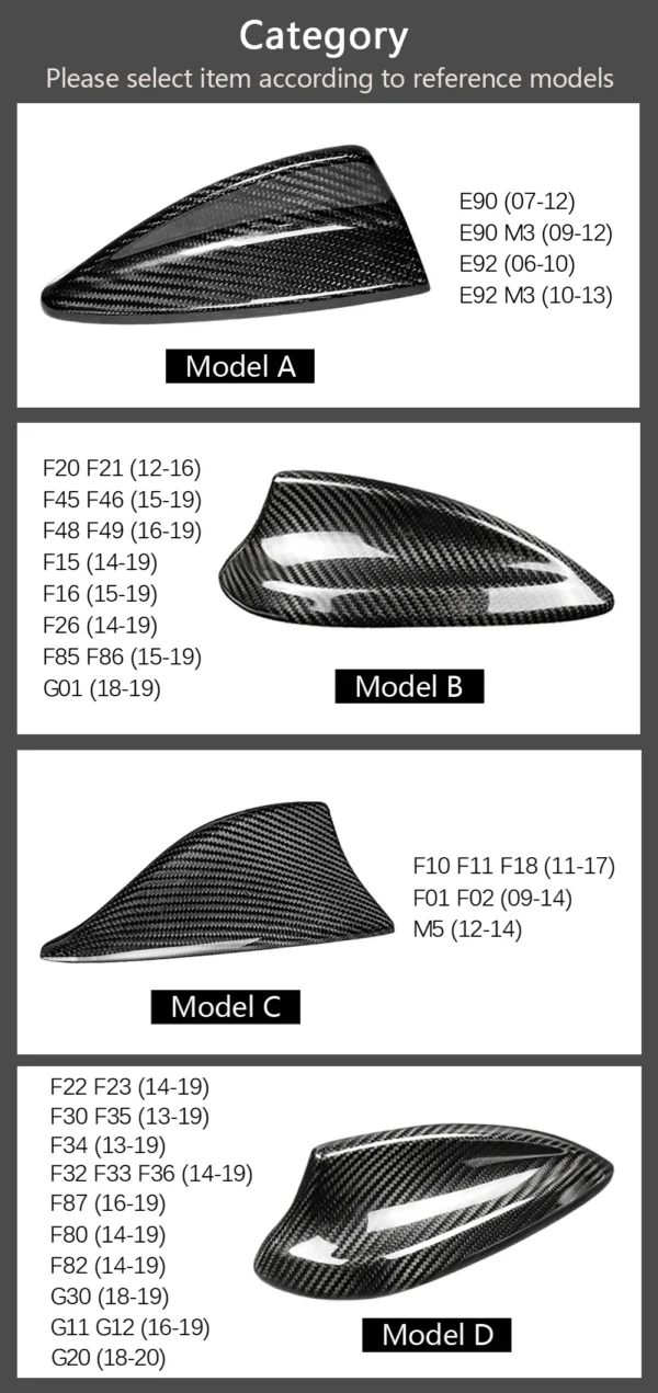 Real Carbon Fiber For BMW M2 M3 M4 12345 7 Series X1 X3 F22 F30 F34 F80 F87 F32 F36 F82 G11 G20 G12 G30 Shark Fin Antenna Cover - Image 18