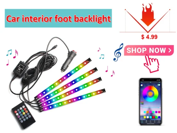 LED Car Interior Ambient Strip Lights RGB Fiber Optic Atmosphere Neon Lighting Kit W/ APP Remote Control Auto Decorative Lamps - Image 16