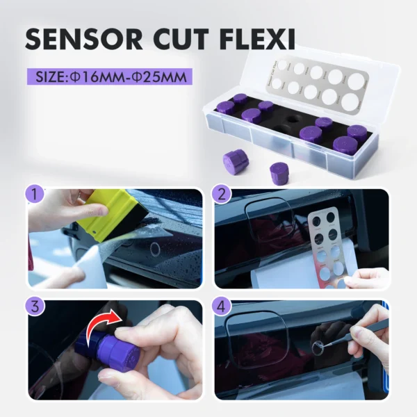 EHDIS Car Paint Protective Film Parking Sensor Hole Cut Out Tool Set 16mm~25mm Diameter Circle Cutting Template for Vinyl Wraps - Image 5