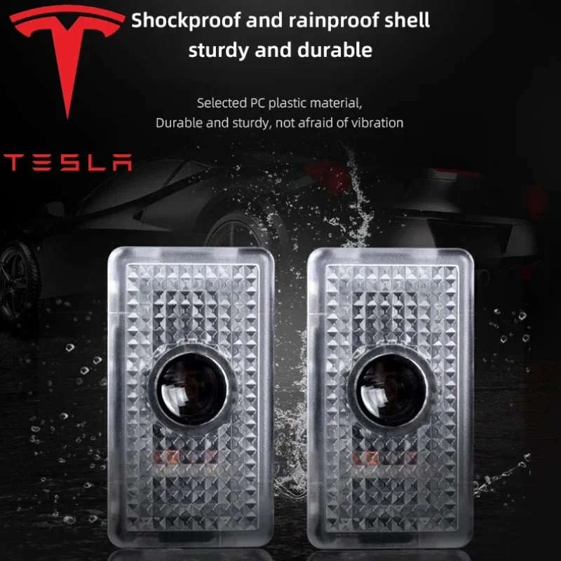 Tesla 2Pcs Car Door Projector Welcome Lights Accessories For Tesla Model 3 S X Y Cybertruck Roadster SpaceX Car Accessories - Image 6
