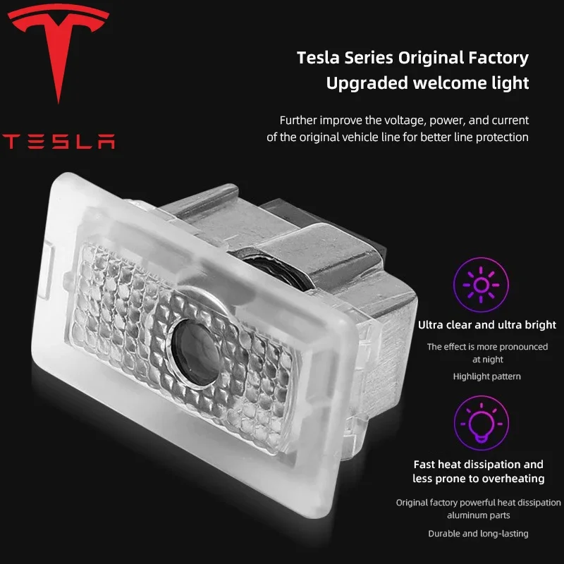 Tesla 2Pcs Car Door Projector Welcome Lights Accessories For Tesla Model 3 S X Y Cybertruck Roadster SpaceX Car Accessories - Image 5