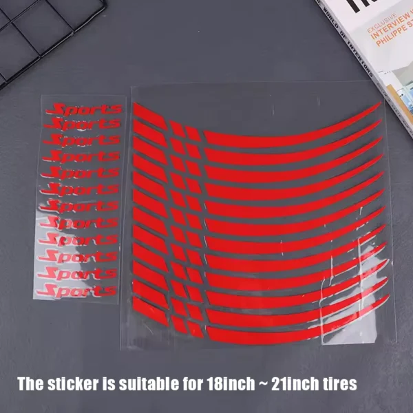 12x Universal Car Tire Sports Styling Warning Strip 18-21in Wheel Reflective Protective Sticker Auto Rim Decoration Accessories - Image 5
