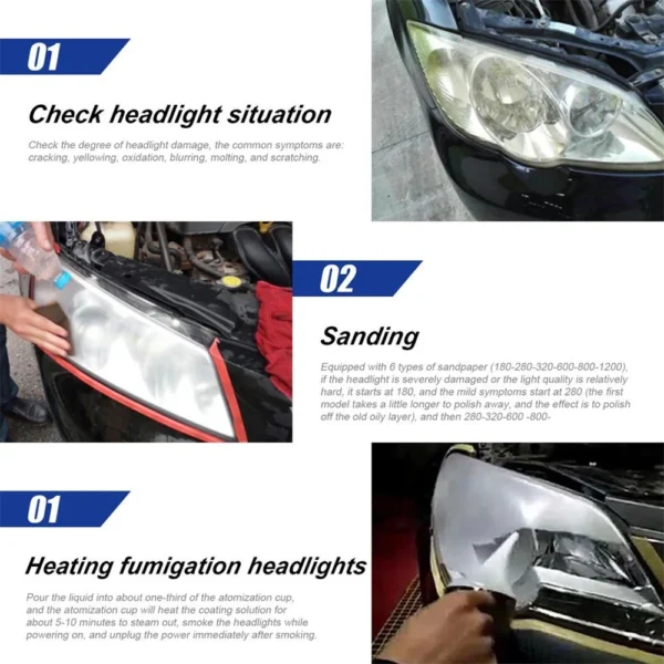 Repair Liquid Polymer Kit Car Headlight Renovation Kit Polishing Agent Scratch Remover Car Headlight Recovery Lamp Repair Kit - Image 6