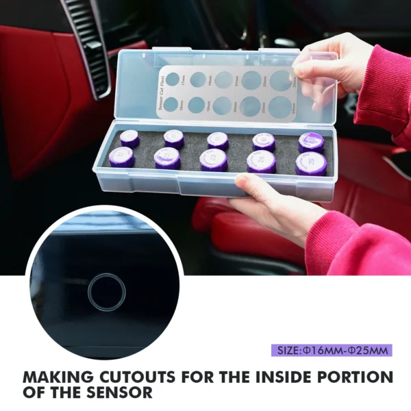 EHDIS Car Paint Protective Film Parking Sensor Hole Cut Out Tool Set 16mm~25mm Diameter Circle Cutting Template for Vinyl Wraps - Image 4