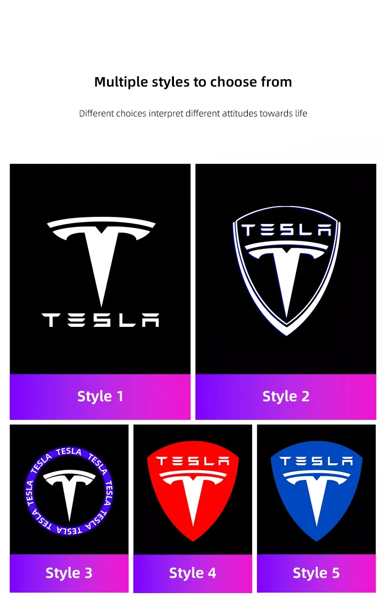 Tesla 2Pcs Car Door Projector Welcome Lights Accessories For Tesla Model 3 S X Y Cybertruck Roadster SpaceX Car Accessories - Image 24