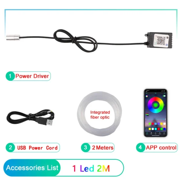 LED Car Interior Ambient Strip Lights RGB Fiber Optic Atmosphere Neon Lighting Kit W/ APP Remote Control Auto Decorative Lamps - Image 7
