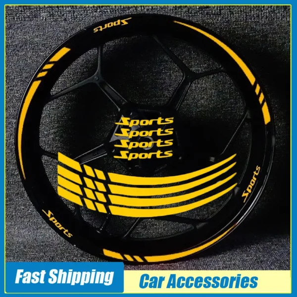 12x Universal Car Tire Sports Styling Warning Strip 18-21in Wheel Reflective Protective Sticker Auto Rim Decoration Accessories