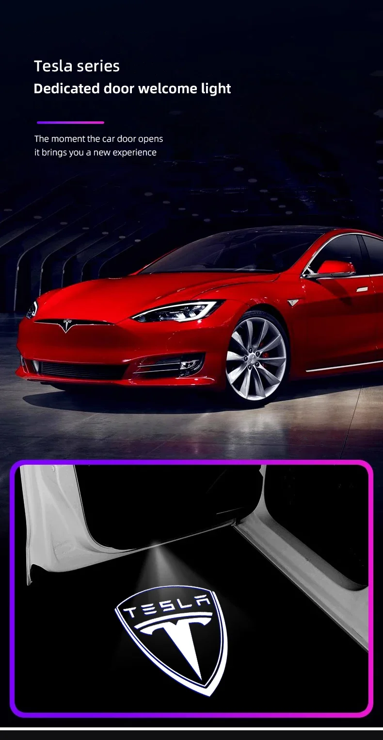 Tesla 2Pcs Car Door Projector Welcome Lights Accessories For Tesla Model 3 S X Y Cybertruck Roadster SpaceX Car Accessories - Image 22