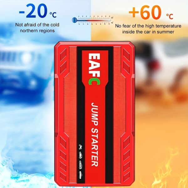 Portable Car Jump Starter Power Bank - 12V Auto Starting Device with LED Light, Supports 12V Gasoline Cars Up to 3.0L, Emergency Booster for Safe and Reliable Jump Starting - Image 6
