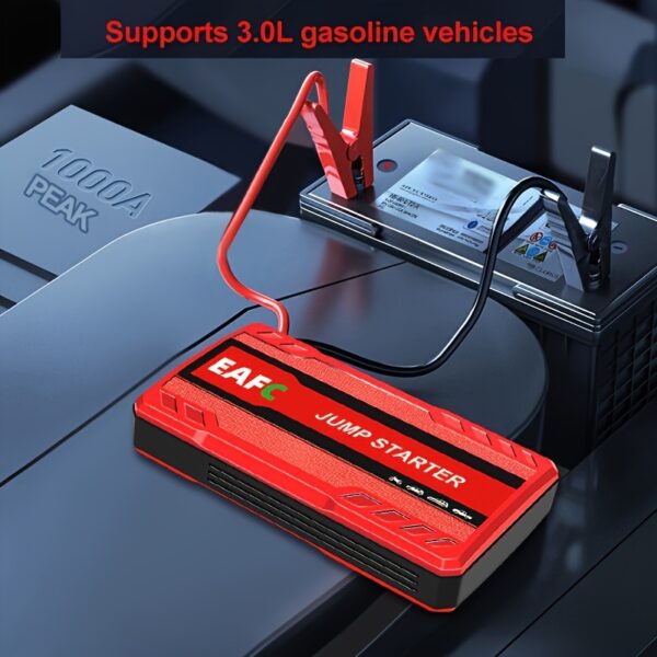 Portable Car Jump Starter Power Bank - 12V Auto Starting Device with LED Light, Supports 12V Gasoline Cars Up to 3.0L, Emergency Booster for Safe and Reliable Jump Starting - Image 16