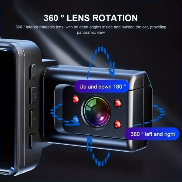 3 Inch Dual Lens Dash Cam For Cars, Front And Inside, Car Camera With Loop Recording, Night Vision, Wide Angle Car DVR Camera Car Video Recorder Vehicle Black Box - Bild 4