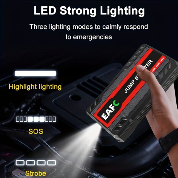 Portable Car Jump Starter Power Bank - 12V Auto Starting Device with LED Light, Supports 12V Gasoline Cars Up to 3.0L, Emergency Booster for Safe and Reliable Jump Starting - Image 14