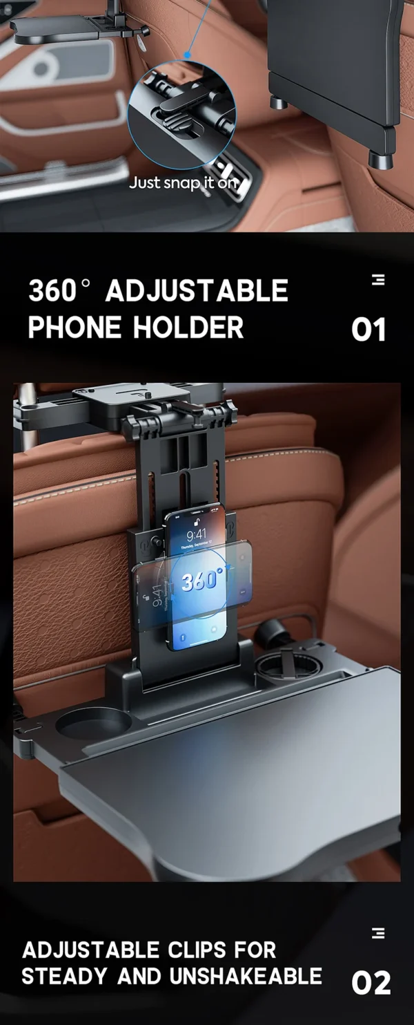 Car folding table, 360 degree rotation, suitable for SUV/sedan, with coffee stand - Bild 16