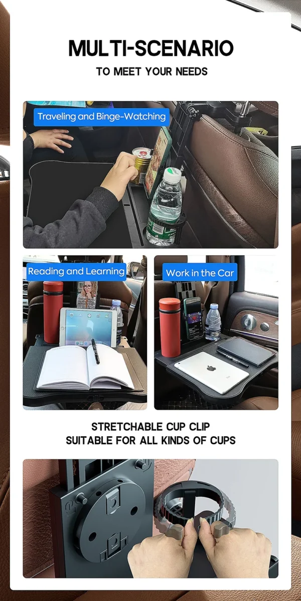 Car folding table, 360 degree rotation, suitable for SUV/sedan, with coffee stand - Bild 12