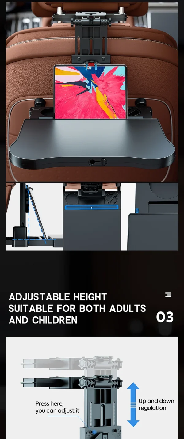 Car folding table, 360 degree rotation, suitable for SUV/sedan, with coffee stand - Bild 17